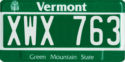 VT license plate XWX763