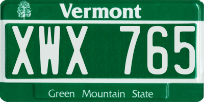 VT license plate XWX765