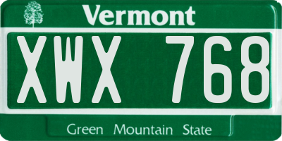 VT license plate XWX768