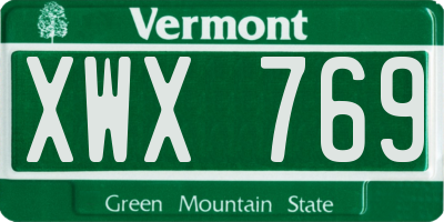 VT license plate XWX769