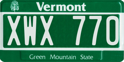 VT license plate XWX770