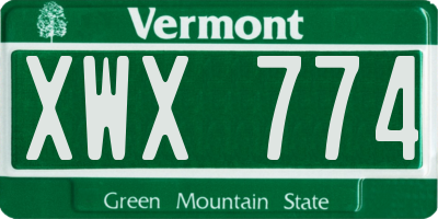 VT license plate XWX774