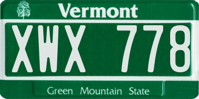 VT license plate XWX778