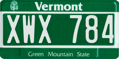 VT license plate XWX784