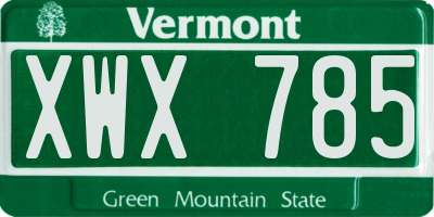 VT license plate XWX785