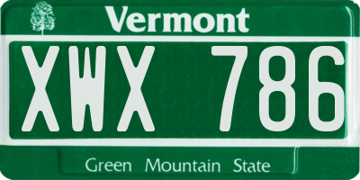 VT license plate XWX786