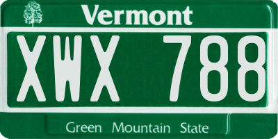VT license plate XWX788