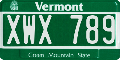 VT license plate XWX789
