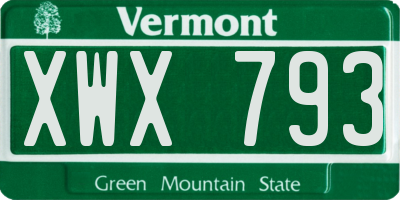 VT license plate XWX793