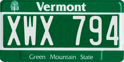 VT license plate XWX794
