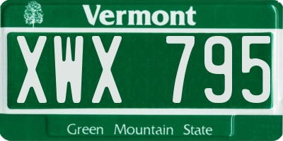 VT license plate XWX795