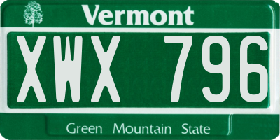 VT license plate XWX796