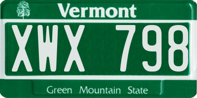 VT license plate XWX798