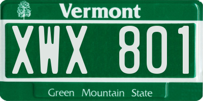 VT license plate XWX801