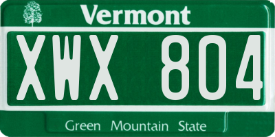 VT license plate XWX804