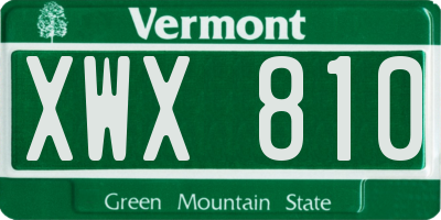 VT license plate XWX810