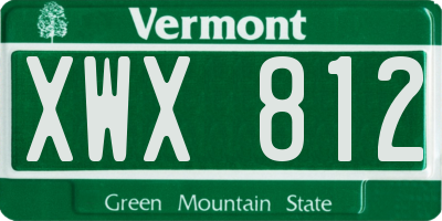 VT license plate XWX812
