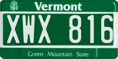 VT license plate XWX816