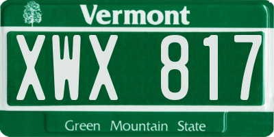 VT license plate XWX817