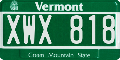 VT license plate XWX818
