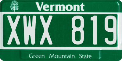 VT license plate XWX819