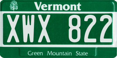 VT license plate XWX822