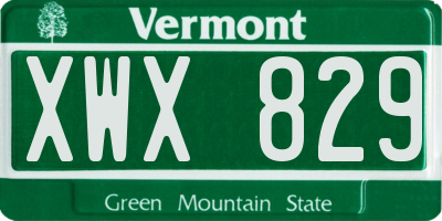 VT license plate XWX829