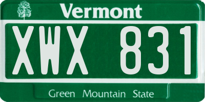 VT license plate XWX831
