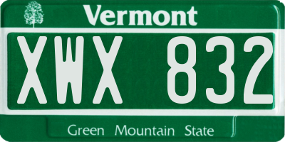 VT license plate XWX832
