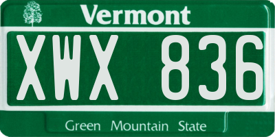 VT license plate XWX836