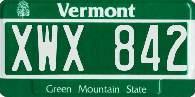 VT license plate XWX842