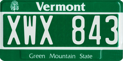 VT license plate XWX843