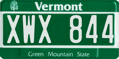 VT license plate XWX844