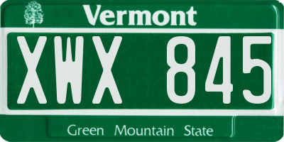 VT license plate XWX845
