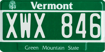 VT license plate XWX846