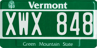 VT license plate XWX848