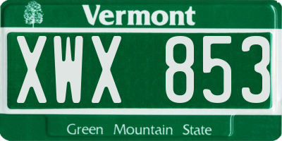 VT license plate XWX853