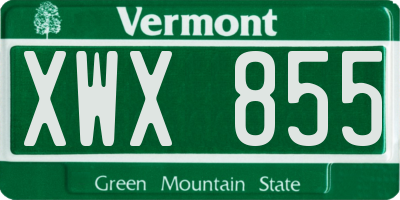 VT license plate XWX855