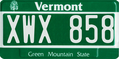 VT license plate XWX858