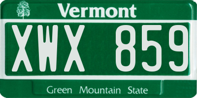 VT license plate XWX859
