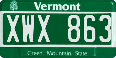 VT license plate XWX863