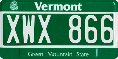VT license plate XWX866