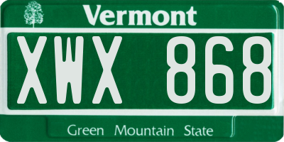 VT license plate XWX868