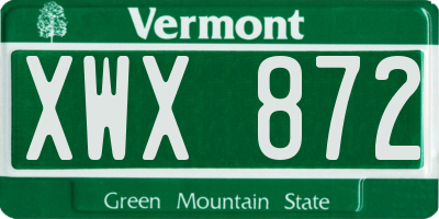VT license plate XWX872