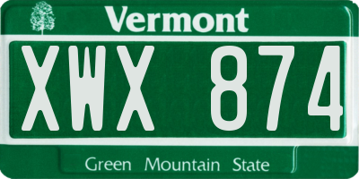 VT license plate XWX874