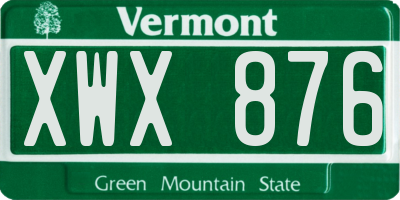 VT license plate XWX876