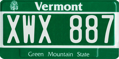 VT license plate XWX887