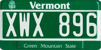 VT license plate XWX896