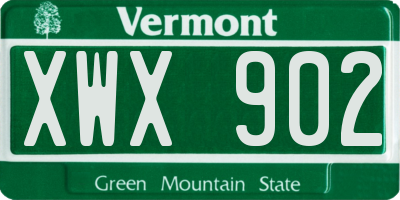 VT license plate XWX902
