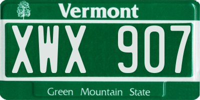 VT license plate XWX907